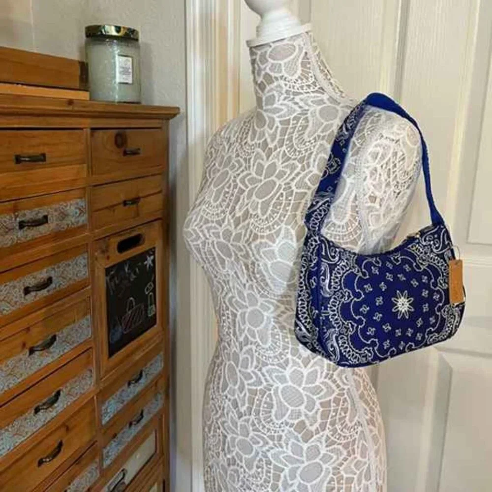 Bandana Paisley Print SM Shoulder Handbag - NWT - Blue/White